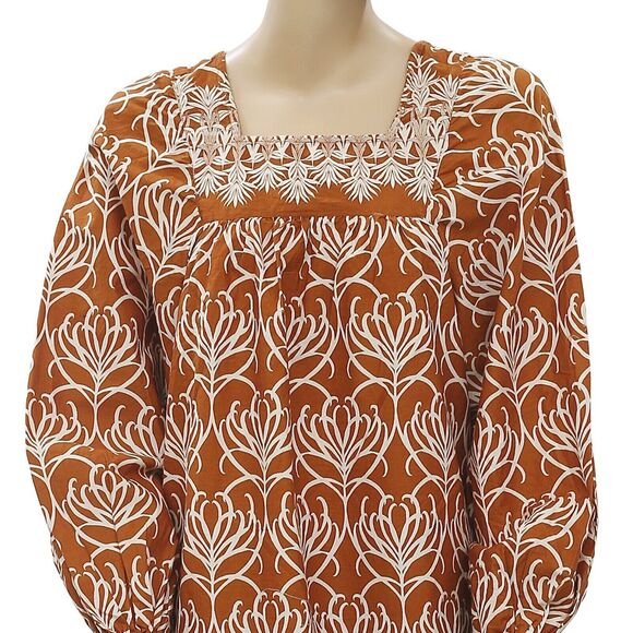 HappyXNature Kate Hudson Misty Floral Printed Blouse Cotton Top Ruffle L 205695 - Picture 3 of 6